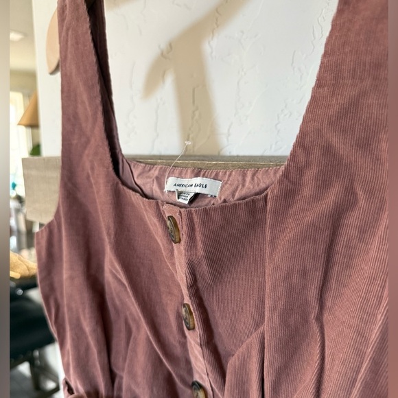 American Eagle|Brown corduroy romper with square neck and waist tie••Medium,Boho - Picture 5 of 12